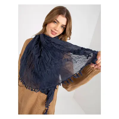 Dark blue women's scarf with ruching