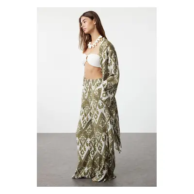 Trendyol Mono Patterned Belted Mini Woven Kimono & Kaftan