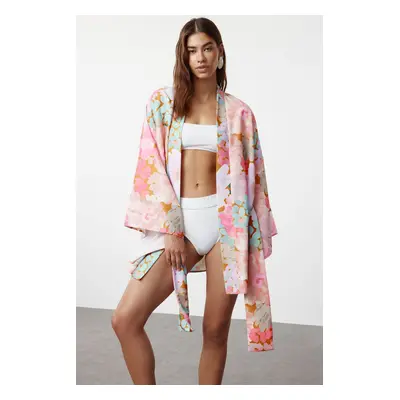 Trendyol Striped Belted Mini Woven Kimono&Kaftan