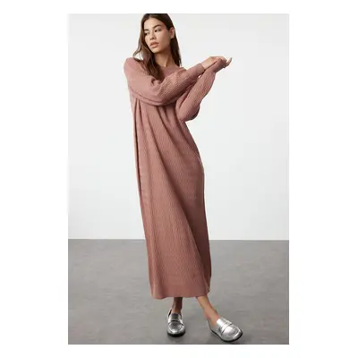 Trendyol Dusty Rose Self-Patterned Knitwear Dress