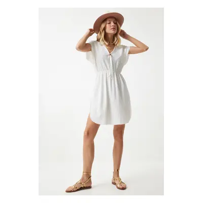 Happiness İstanbul Women's Ecru Knitted Beach Dress