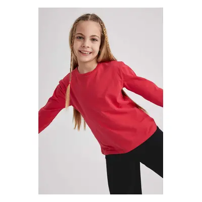 DEFACTO Girl Children's Day Regular Fit Crew Neck Long Sleeved T-Shirt