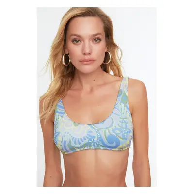 Trendyol Green Floral Print Bandeau Bikini Top