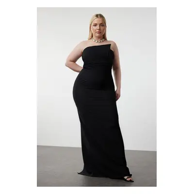 Trendyol Curve Black One Shoulder Asymmetrical Long Evening/Night/Graduation/Engagement Dress