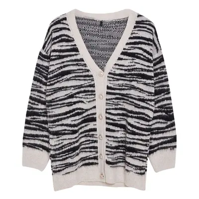 Trendyol Stone Soft Texture Zebra Patterned Knitwear Cardigan