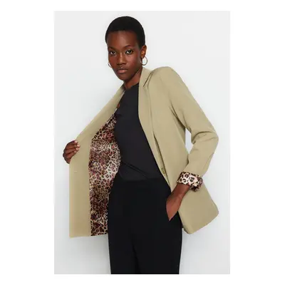 Trendyol Light Khaki Regular Lining Detailed Woven Blazer Jacket