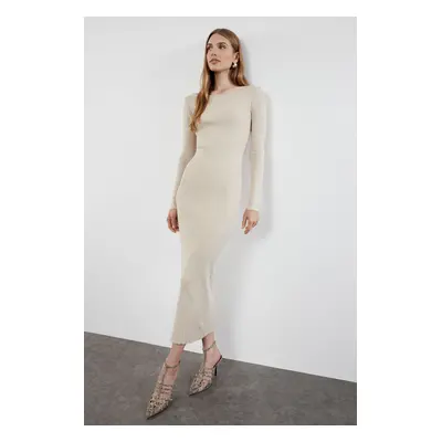 Trendyol Beige Maxi Knitwear Premium Yarn/Special Yarn Dress