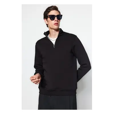 Trendyol Black Regular/Normal Cut Stand Collar Zippered Sweatshirt