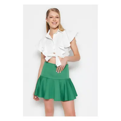 Trendyol Green With Frilled SkirtHigh Waist Scuba Flexible Knitted Skirt With Shorts