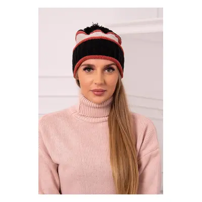 Women's Cap Kinga K297 Black + Deep Pink + Beige