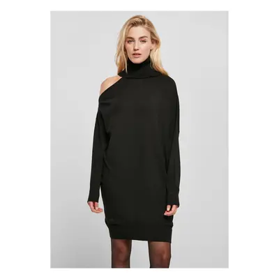 Women's knitted one-shoulder dress - black