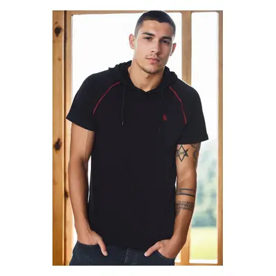 T8570 DEWBERRY HOODED MEN'S T-SHIRT-DARK NAVY BLUE