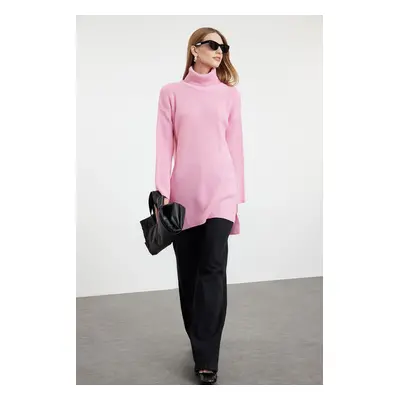 Trendyol Pink Oversized Turtleneck Knitwear Sweater