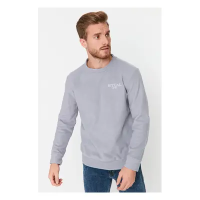 Trendyol Grey Regular/Normal Cut Warm Polar Fleece Text Print Sweatshirt