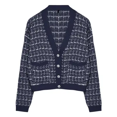 Trendyol Indigo Tweed Look Knitwear Cardigan