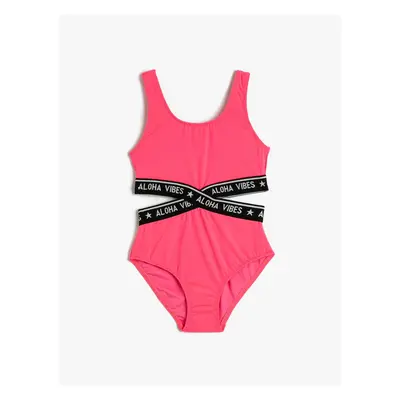 Koton Swimsuit Window Detailed Straps Ruffled Round Neck