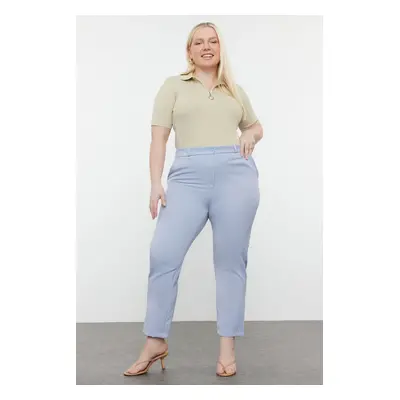 Trendyol Curve Gray Basic Cigarette Woven Slim Leg Plus Size Fabric Trousers