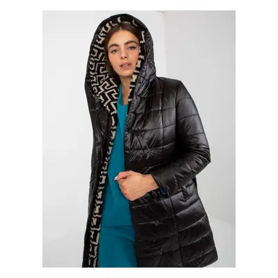 Black quilted transition jacket with bindings