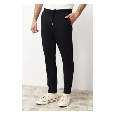 Trendyol Navy Blue Jogger Fit Lace Waist Textured Trousers