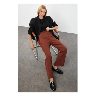 Trendyol Dark Brown Wide Leg/Wide Leg Woven Trousers