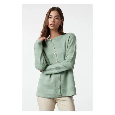 Trendyol Mint Towel Textured Knitwear Cardigan