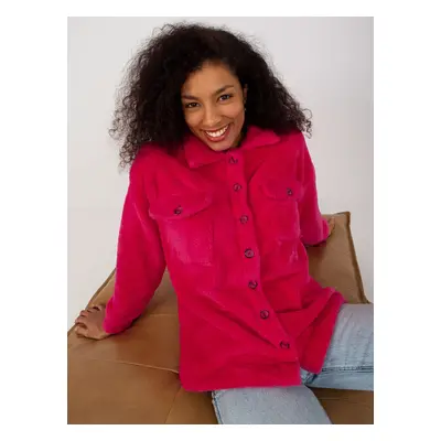 RUE PARIS shirt with fuchsia fur collar