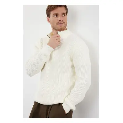 Trendyol Ecru FL Regular Couple Half Turtleneck Plain Knit Sweater