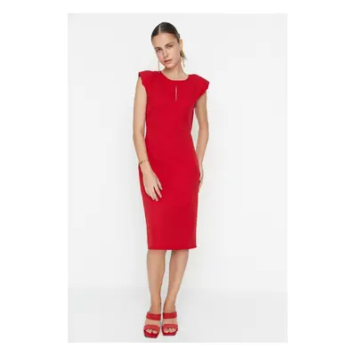 Trendyol Red Collar Detailed Waistband Woven Dress