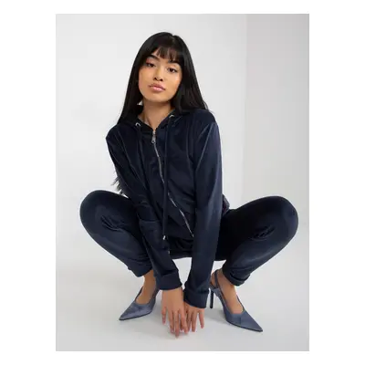 Women's dark blue velour set with sweatshirt