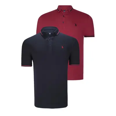 DOUBLE SET T8586 DEWBERRY MEN'S T-SHIRT-BURGUNDY-NAVY BLUE