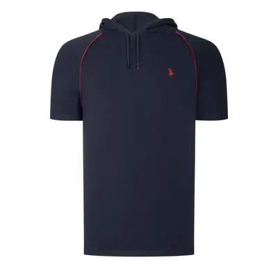 T8570 DEWBERRY HOODED MEN'S T-SHIRT-PLAIN NAVY BLUE