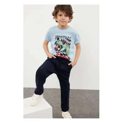 Trendyol Boy Navy Blue Regular Elastic Waist and Tied School Woven Trousers