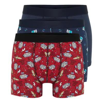 Trendyol 3-Pack Multicolored Patterned-Plain Mix Boxer