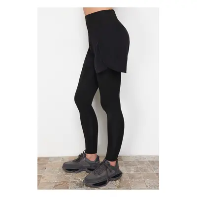 Trendyol Black 2-Layer Shorts Detailed Full Length Knitted Sports Leggings