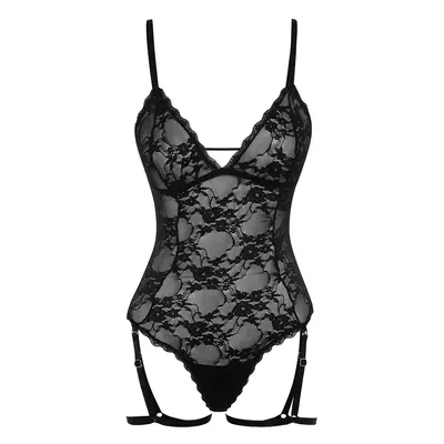 Trendyol Black Lace Removable Garter Openwork/Hole Rope Suspender Snap Knitted Bodysuit