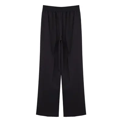 Trendyol Black Elastic Waist Wide Leg/Wide Leg High Waist Woven Trousers