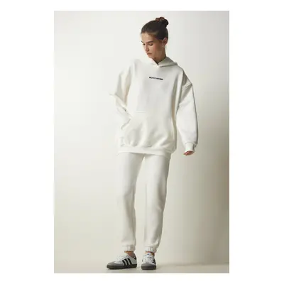 Happiness İstanbul Women's Ecru Raised Knitted Tracksuit Set