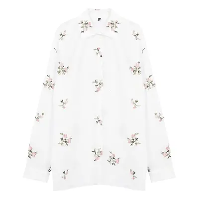 Trendyol Ecru Floral Embroidered Woven Shirt