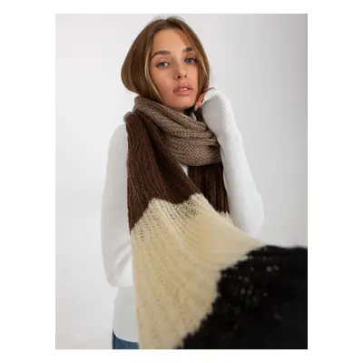 Women's black-brown knitted winter scarf