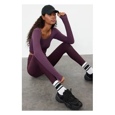 Trendyol Plum Seamless Crop Extra Stretchy Knitted Sports Top/Blouse