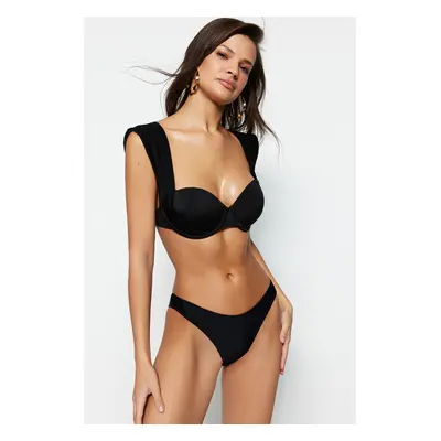 Trendyol Black V-Cut Bikini alsók normál lábbal