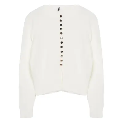 Trendyol Ecru Basic Buttoned Jacket Look Knitwear Cardigan