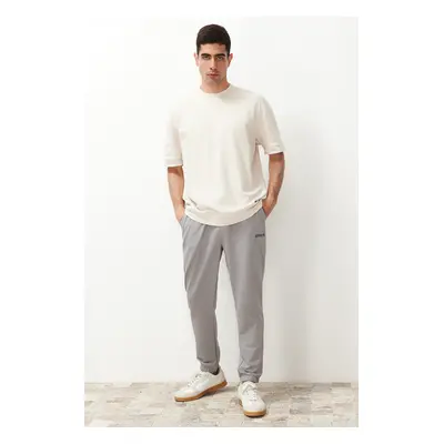 Trendyol Gray Regular Fit Printed Elastic Leg Sweatpants