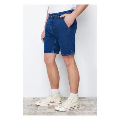 Trendyol Navy Blue férfi redős regular shorts & amp; Bermuda