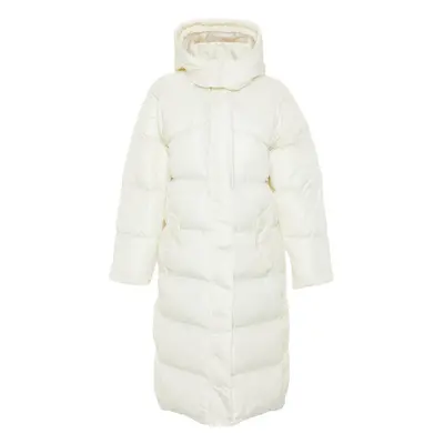 Trendyol Ecru Regular Pattern Hooded Side Snap Detail Water Repellent Long Puffer Jacket