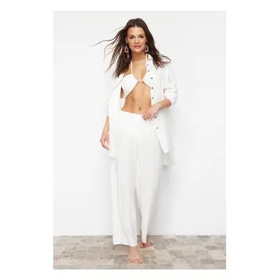 Trendyol White Woven Slit Trousers