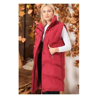 Z6743 DEWBERRY LADIES' VEST-PLAIN BURGUNDY