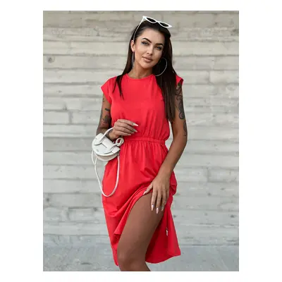 Red Casual Dress MAYFLIES with Round Neckline