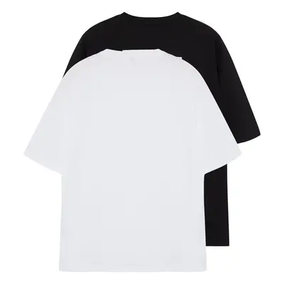 Trendyol 2-Pack Black and White Oversize/Wide-Fit T-shirt