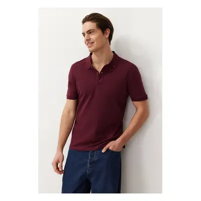 Trendyol Claret Red Regular/Normal Cut Textured Polo Neck T-Shirt